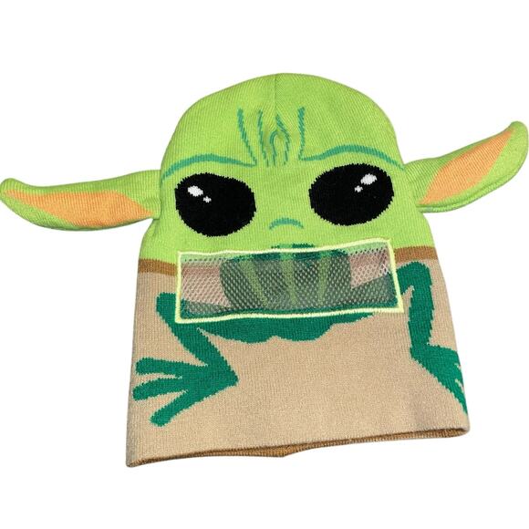 Star Wars Grogu The Child Beanie Hat Kids Youth Flip Down Baby Yoda OSFM Green - Picture 2 of 12